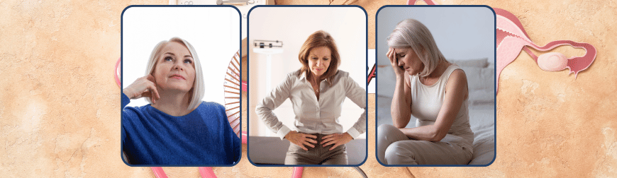 Síntomas de la perimenopausia y menopausia, dolores frecuentes y cómo aliviarlos Leyenda: Síntomas de la perimenopausia y menopausia, incluyendo dolor de ovarios y bajo vientre